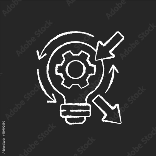Reflection chalk white icons set on black background. High skill thinking and analysing. Creative critical thinking. Proffesional argumentation. Brainstorming. Isolated vector chalkboard illustration