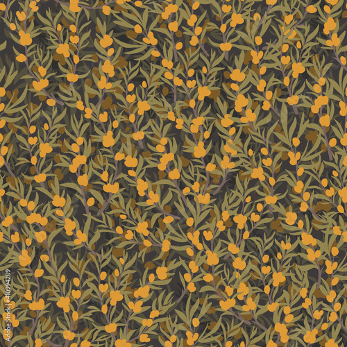 Seamless repeating pattern of buckthorn