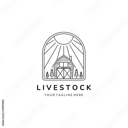 livestock logo line art emblem vector template design