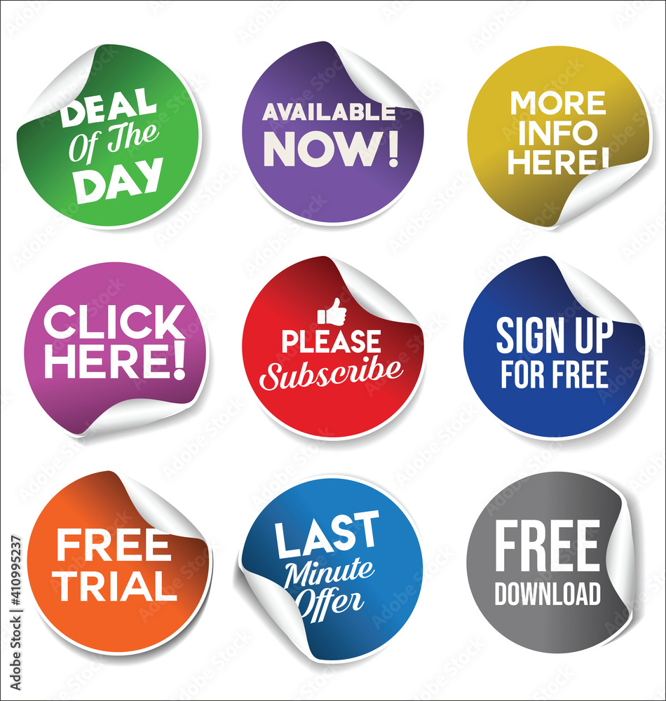 Collection of colorful promo stickers and badges Collection of colorful promo stickers and badges