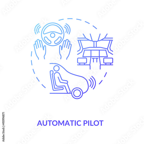 Automatic pilot concept icon. Autopilot idea thin line illustration. Automatically maintaining preset course. Without requiring manual control. Vector isolated outline RGB color drawing