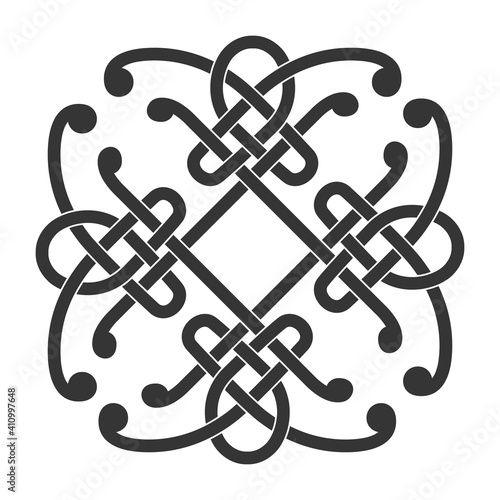 monochrome icon with Celtic knot ethnic art ornaments