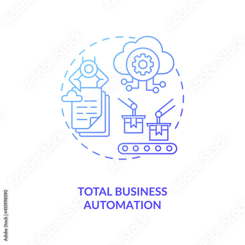 Total business automation concept icon. Industry 4.0 goal idea thin line illustration. Intelligent automation. Enhancing customer experiences. Vector isolated outline RGB color drawing