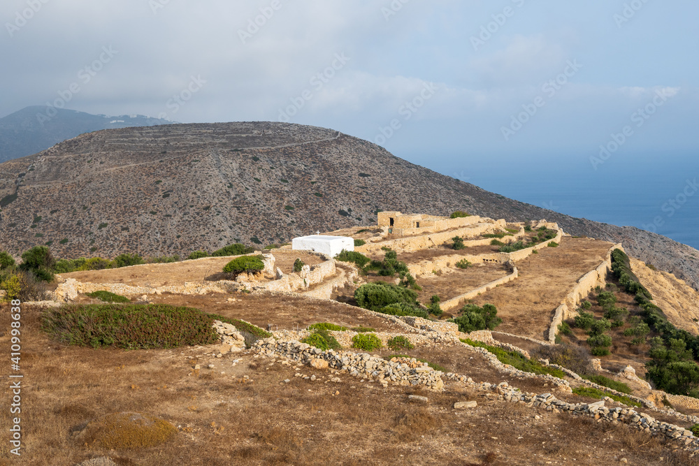 Coast of Folegandros, beautiful and small Greek island in the Aegean Sea. Cyclades, Greece