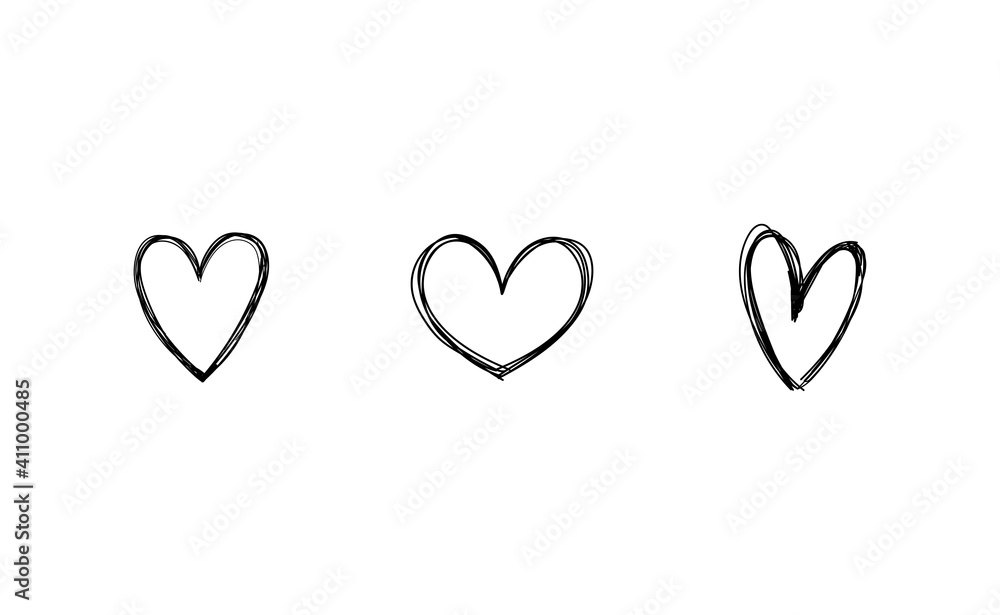 Heart doodles set. Hand drawn hearts collection. Valentine's day sketched design elements. Heart doodles set. Hand drawn hearts collection. Valentine's day sketched design elements.