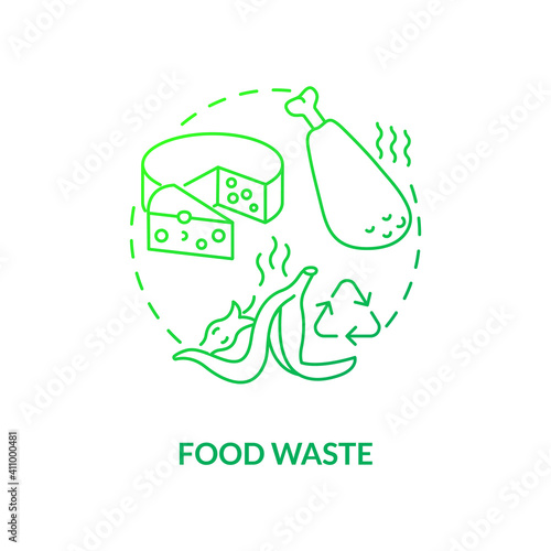Food waste concept icon. Organic waste type idea thin line illustration. Food loss, leftovers. Fertilizer, animal feed. Preventing pollution. Vector isolated outline RGB color drawing
