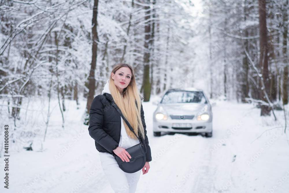 Beautiful girl portrait in winter