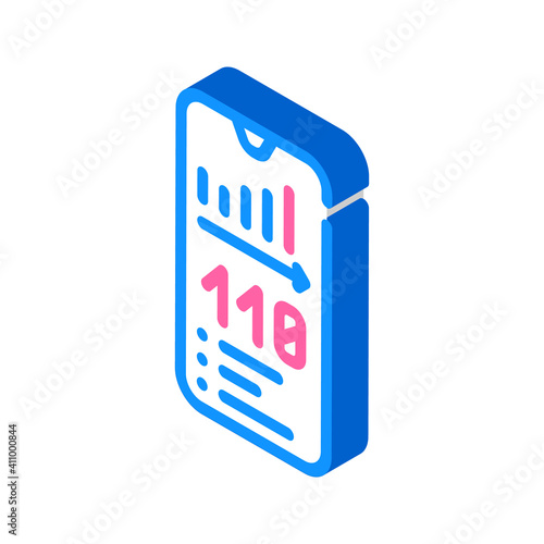 weight control phone app isometric icon vector illustration