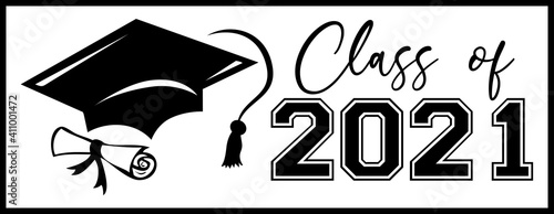 Class of 2021 Banner with Diploma and Cap