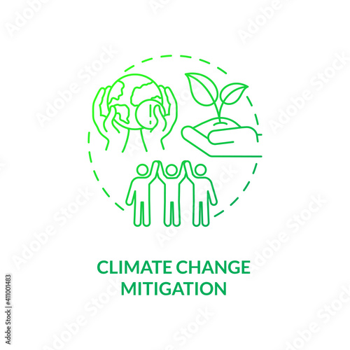 Climate change mitigation concept icon. Organic waste reduction benefit idea thin line illustration. Global warming rate. Long-term risks prevention. Vector isolated outline RGB color drawing