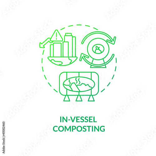 In-vessel composting concept icon. Composting method idea thin line illustration. Temperature levels monitoring and controlling. Catering waste. Vector isolated outline RGB color drawing