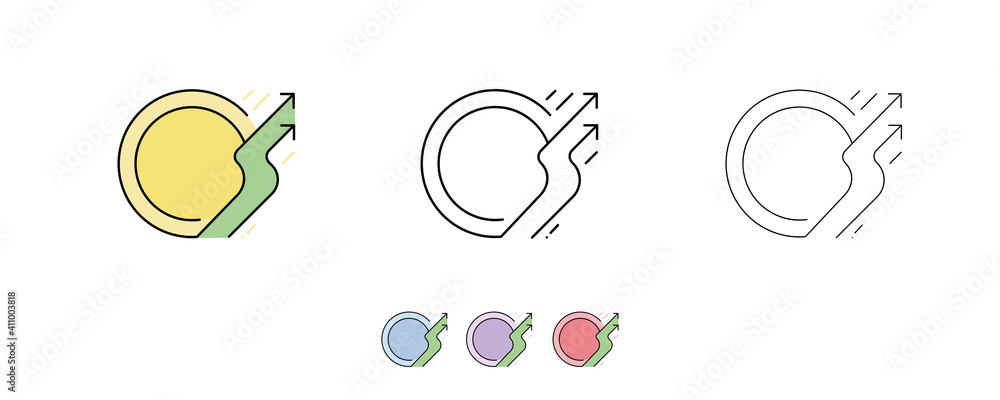 3-coin icon set. Saving money, Do not enter an Uptrend. Icon set in different colors and different thickness. Money line icons set vector illustration. Modern line art.
