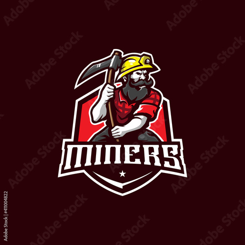 miner mascot logo design vector with modern illustration concept style for badge, emblem and t shirt printing. angry miner illustration.