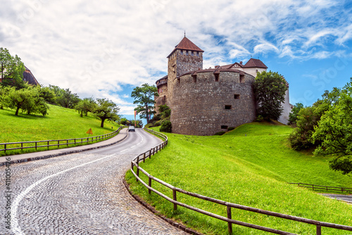 Vaduz castle and winding road, Liechtenstein, Switzerland, Europe
