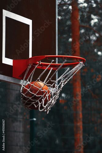 Basketball shot to the hoop.Goal