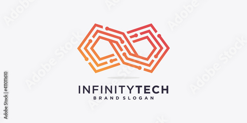 Technology logo template with infinity concept Premium Vector
