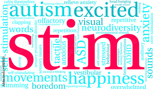 Stim Word Cloud on a white background. 