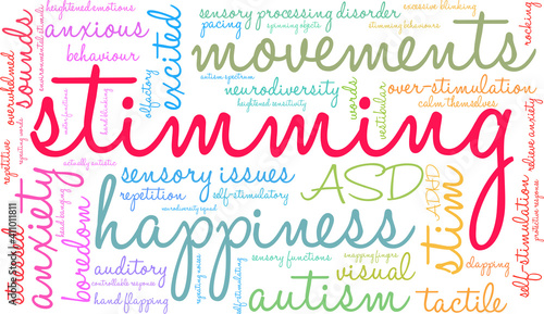 Stimming Word Cloud on a white background. 