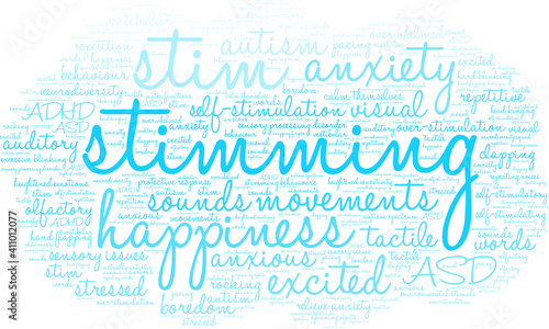 Stimming Word Cloud on a white background. 
