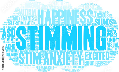 Stimming Word Cloud on a white background. 
