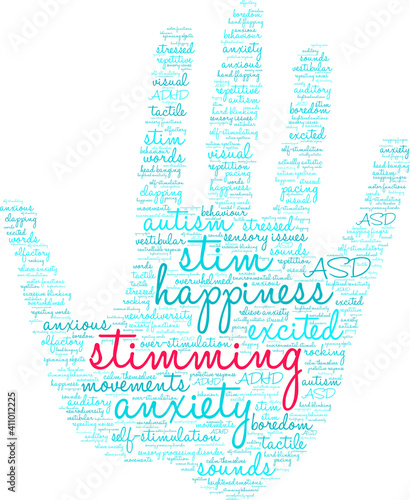 Stimming Word Cloud on a white background. 
