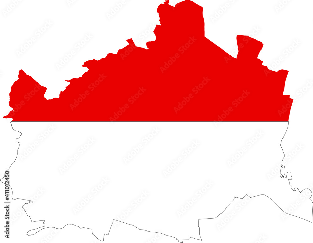 Vector flag map illustration of the Austrian capital of Vienna, Austria
