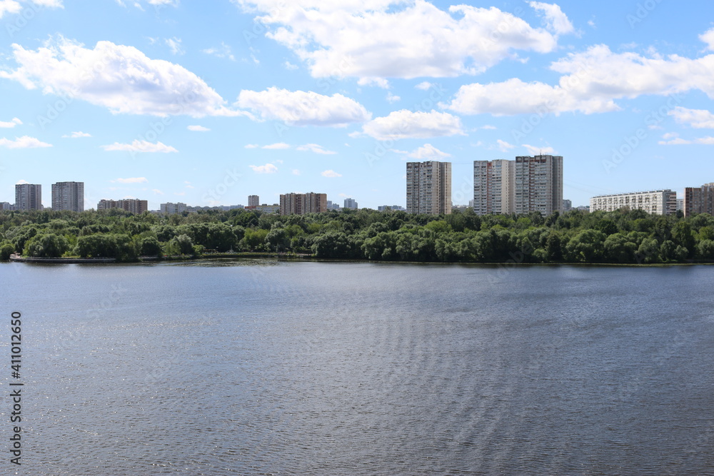 moscow khimki river summer panorama