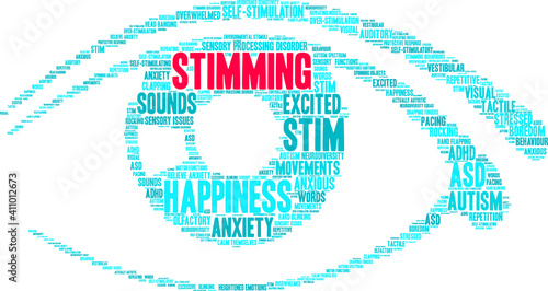 Stimming Word Cloud on a white background. 