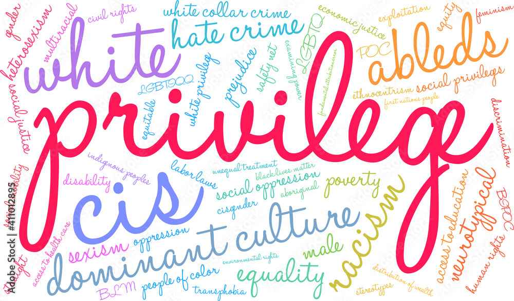 Privilege Word Cloud on a white background. 