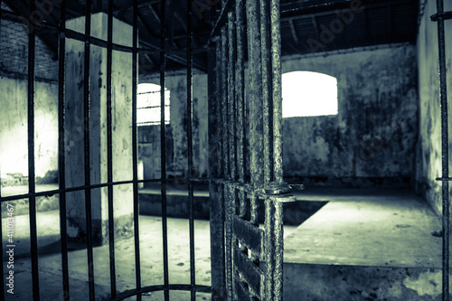 photos of the interior of a prison, and its cells.