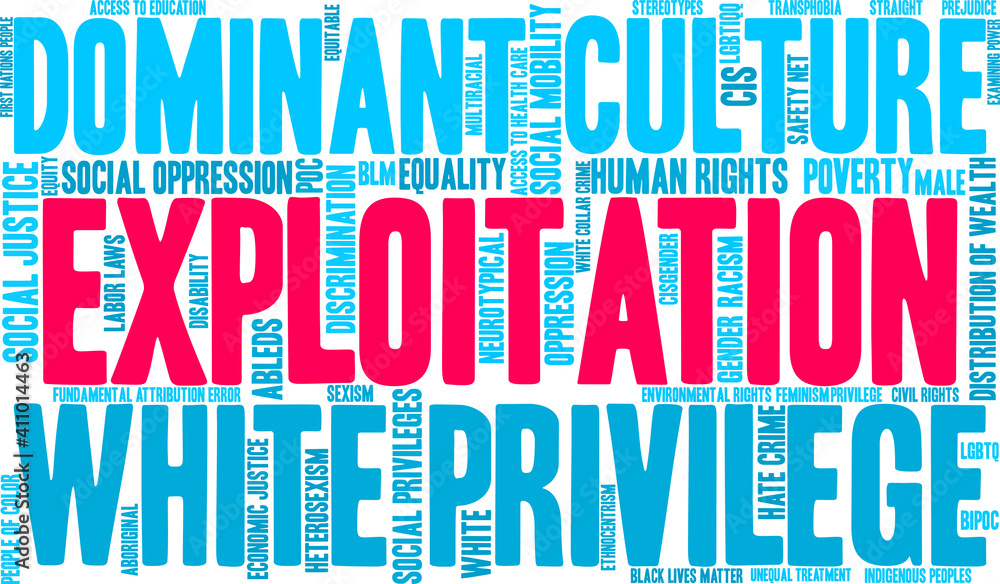 Exploitation Word Cloud on a white background. Exploitation Word Cloud on a white background.