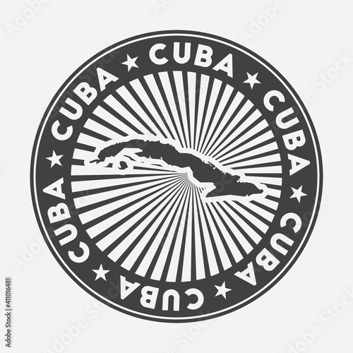Cuba round logo. Vintage travel badge with the circular name and map of country, vector illustration. Can be used as insignia, logotype, label, sticker or badge of the Cuba.