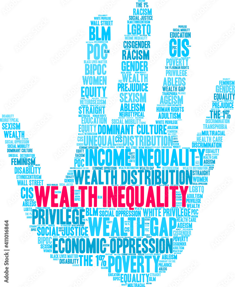 Wealth Inequality Word Cloud on a white background. Wealth Inequality Word Cloud on a white background.