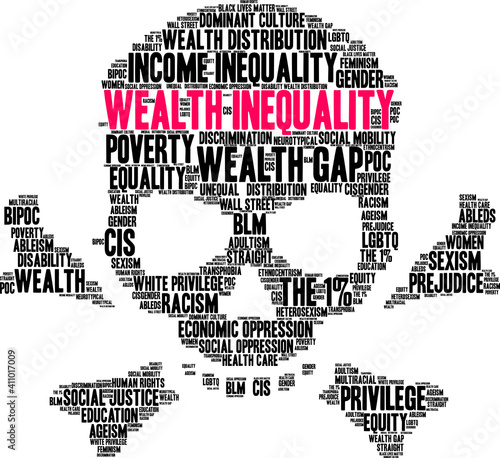 Wealth Inequality Word Cloud on a white background.