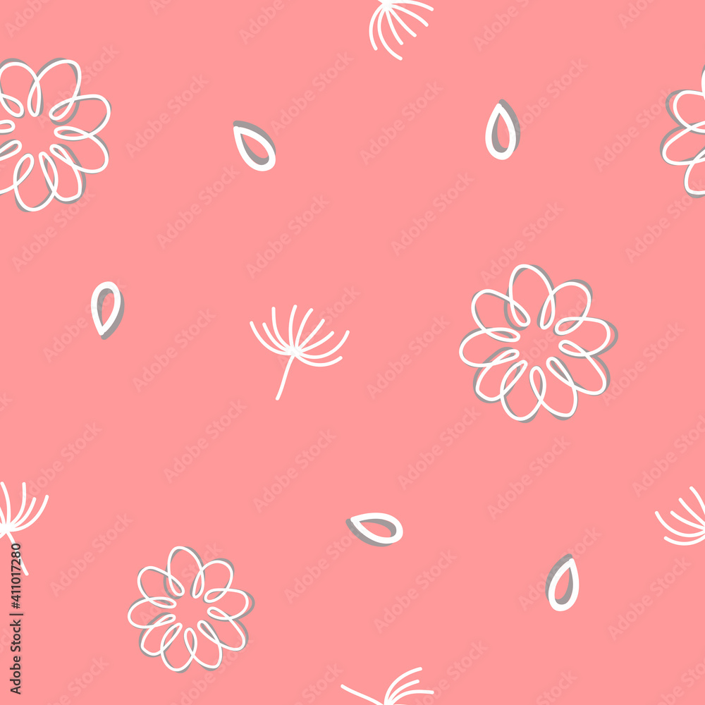 Obraz premium Simple floral doodle repeat pattern design