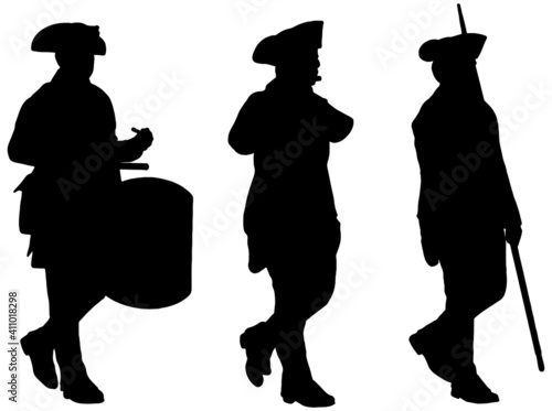 American Revolutionary War soldiers marching 