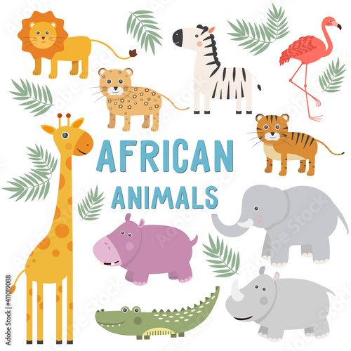 clipart animals africa set of illustrations savanna animals characters for kids
