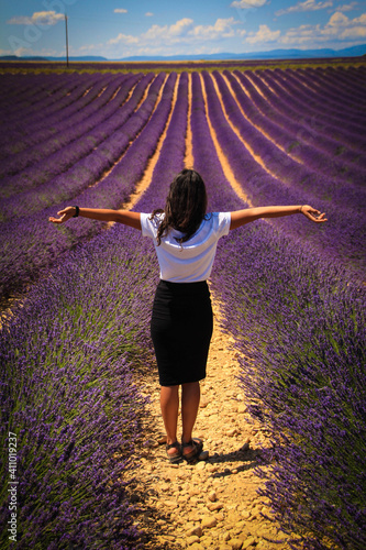 latin girl in a lavender field