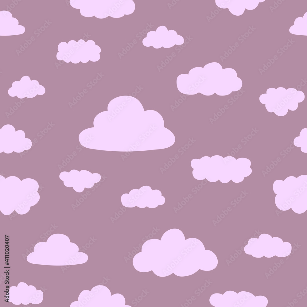 Simple cloud doodle repeat pattern design