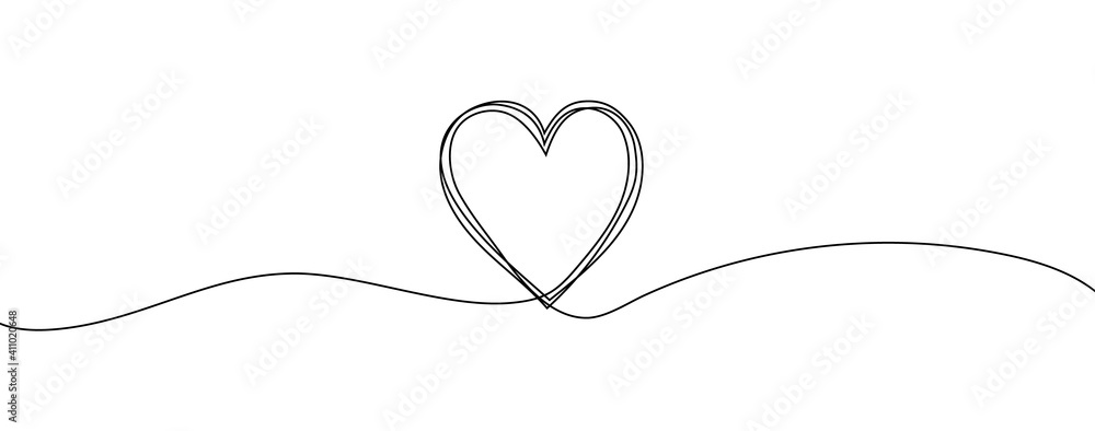 Plakat Heart sketch doodle, hand drawn heart. Vector illustration isolated on white background. Valentine's Day. Love Line