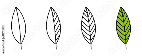 leaf line icons set. Vector illustration isolated on white background