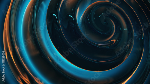 Abstract Glossy Reflective Mirror Spiral Background Rendering
