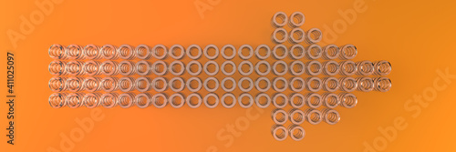 Photos The arrow directions of the plurality of tubes on an orange background