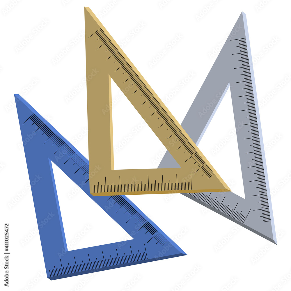 A set of rulers for drawing. Voluminous stationery rulers. illustration