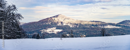 Freezy and snowy wintertime landscape