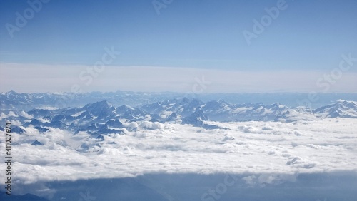 Aerial view Alps mountain range © Claudio Divizia