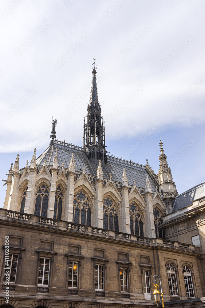 Architectural fragments of Gothic style Holy Chapel (Sainte-Chapelle, 1248) - old royal chapel in Paris, France. Architectural fragments of Gothic style Holy Chapel (Sainte-Chapelle, 1248) - old royal chapel in Paris, France.