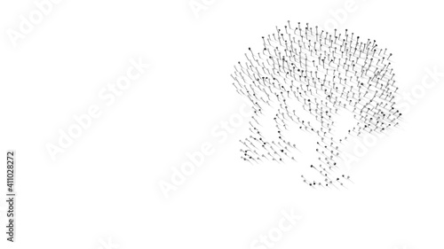 3d rendering of nails in shape of symbol of tree with swing with shadows isolated on white background