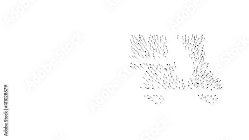 3d rendering of nails in shape of symbol of scooter with shadows isolated on white background