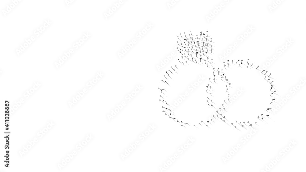 3d rendering of nails in shape of symbol of proposal rings with shadows isolated on white background 3d rendering of nails in shape of symbol of proposal rings with shadows isolated on white background